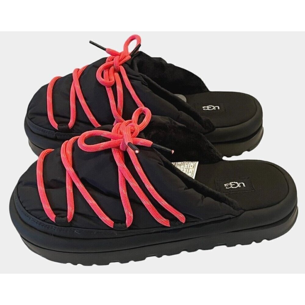 NEW UGG Spaceslider Tech Slide Platform Lug Sole Black Sandals Slippers